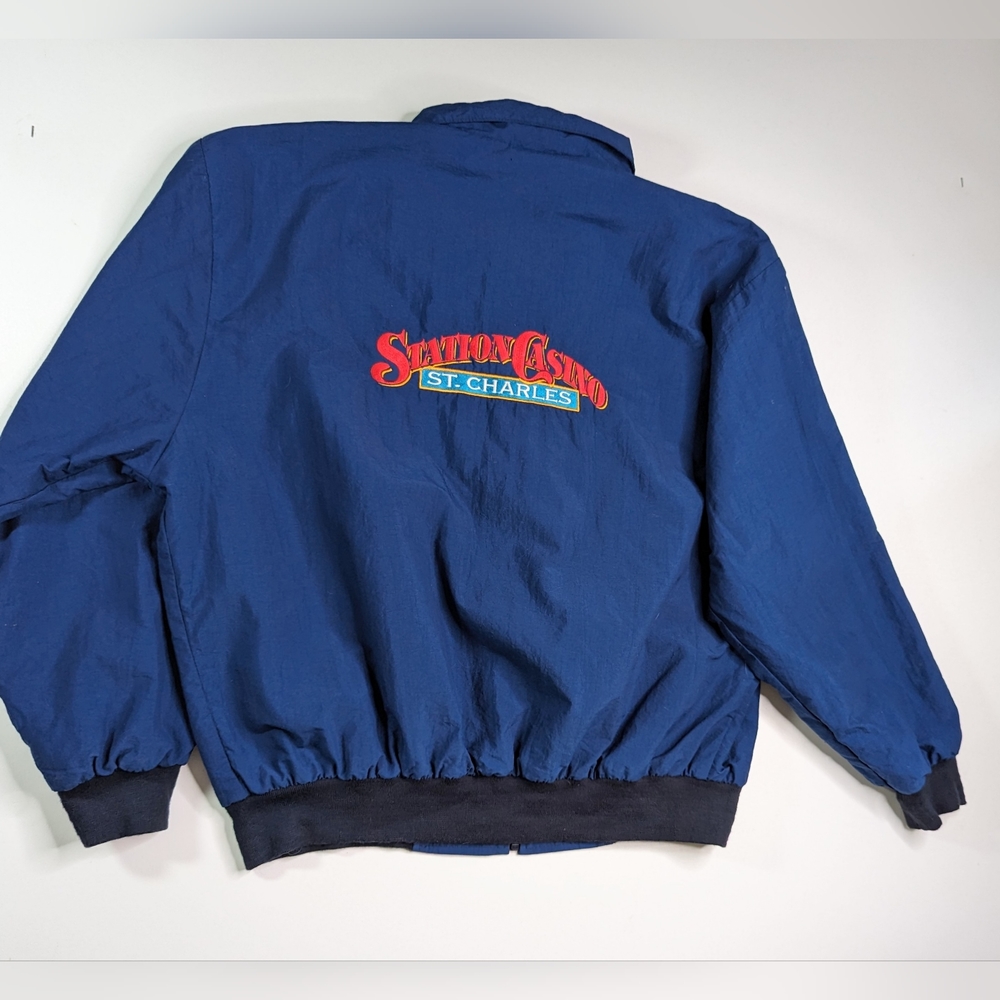 VIntage Station Casino Windbreaker St Louis Missouri Jacket XL Blue USA Pockets